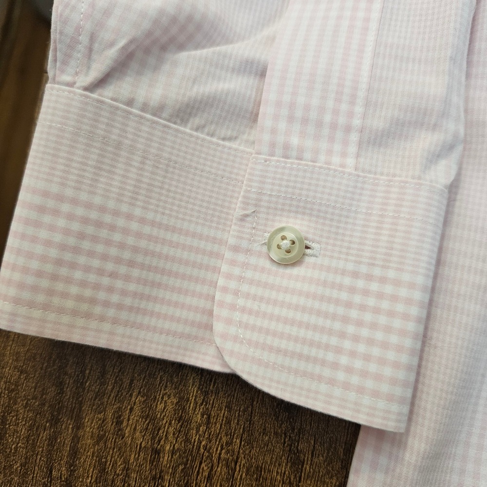 Brooks Brothers Regent Dress Shirt Mens 17.5-36 Pink Checkered Non-Iron Supima - Picture 4 of 9